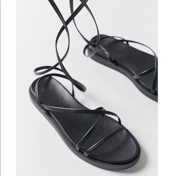 NWT UO Strappy Wrap Sandals, Faux Leather Minimal - Picture 3 of 4